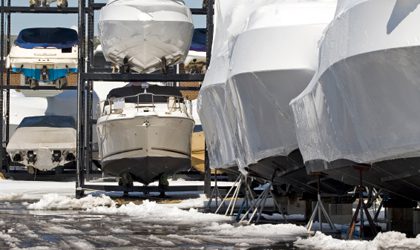 Boats on the hard in winter.